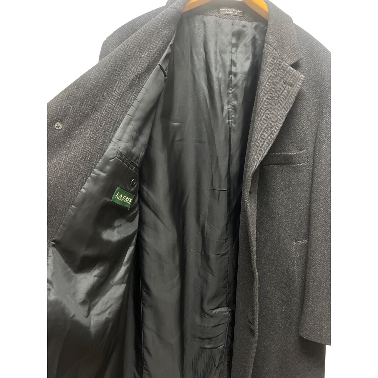 Lauren Ralph Lauren Dark Gray Cashmere Wool Blend Overcoat Trench