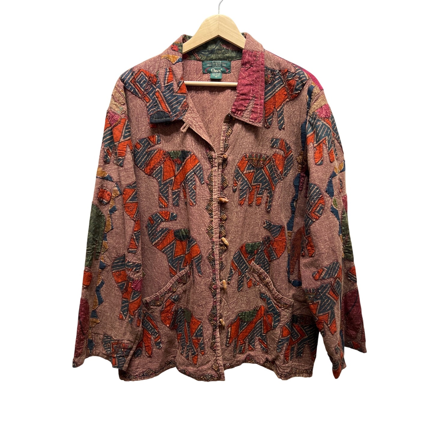 Orvis Vintage Embroidered Aplique Art to Wear Elephant Jacket