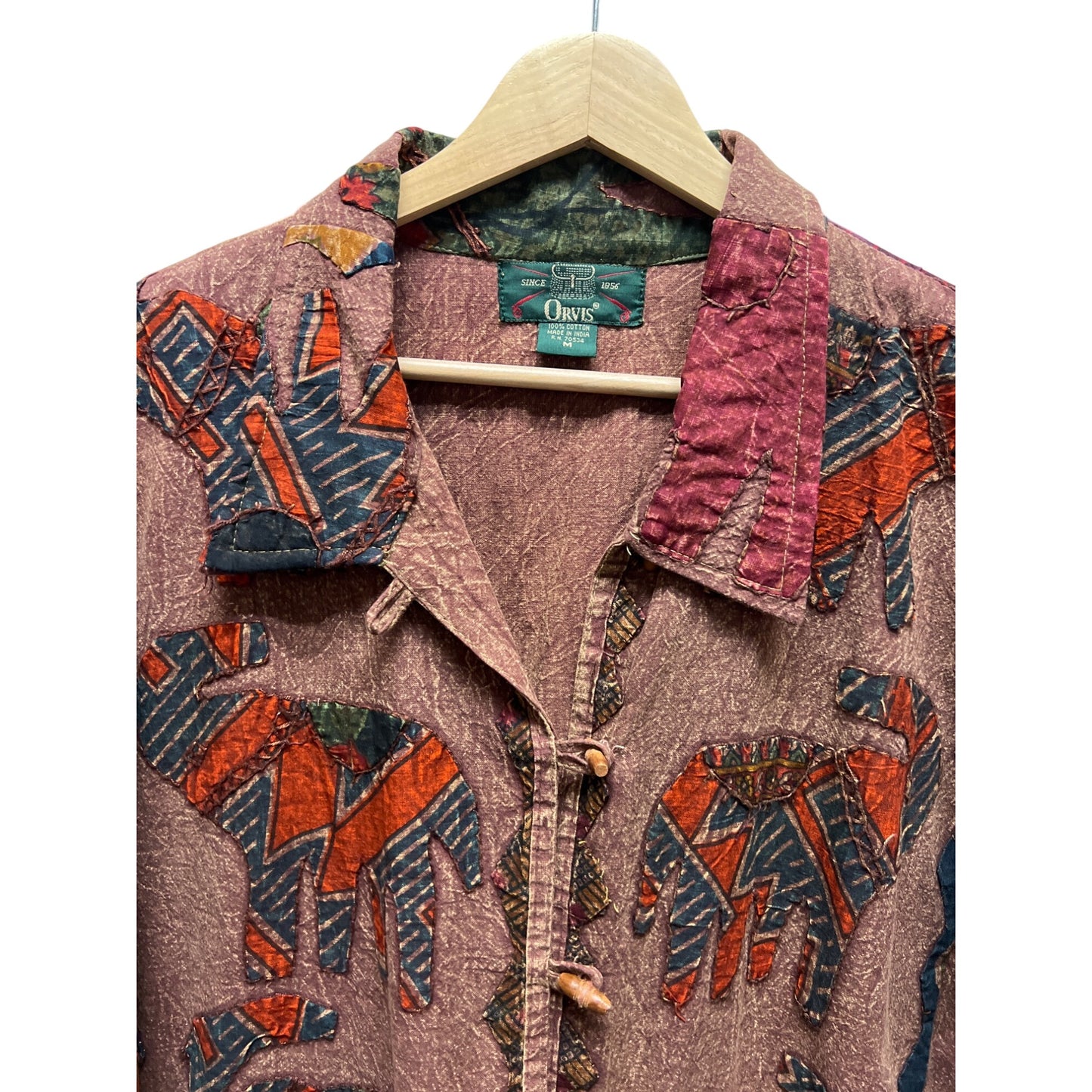 Orvis Vintage Embroidered Aplique Art to Wear Elephant Jacket