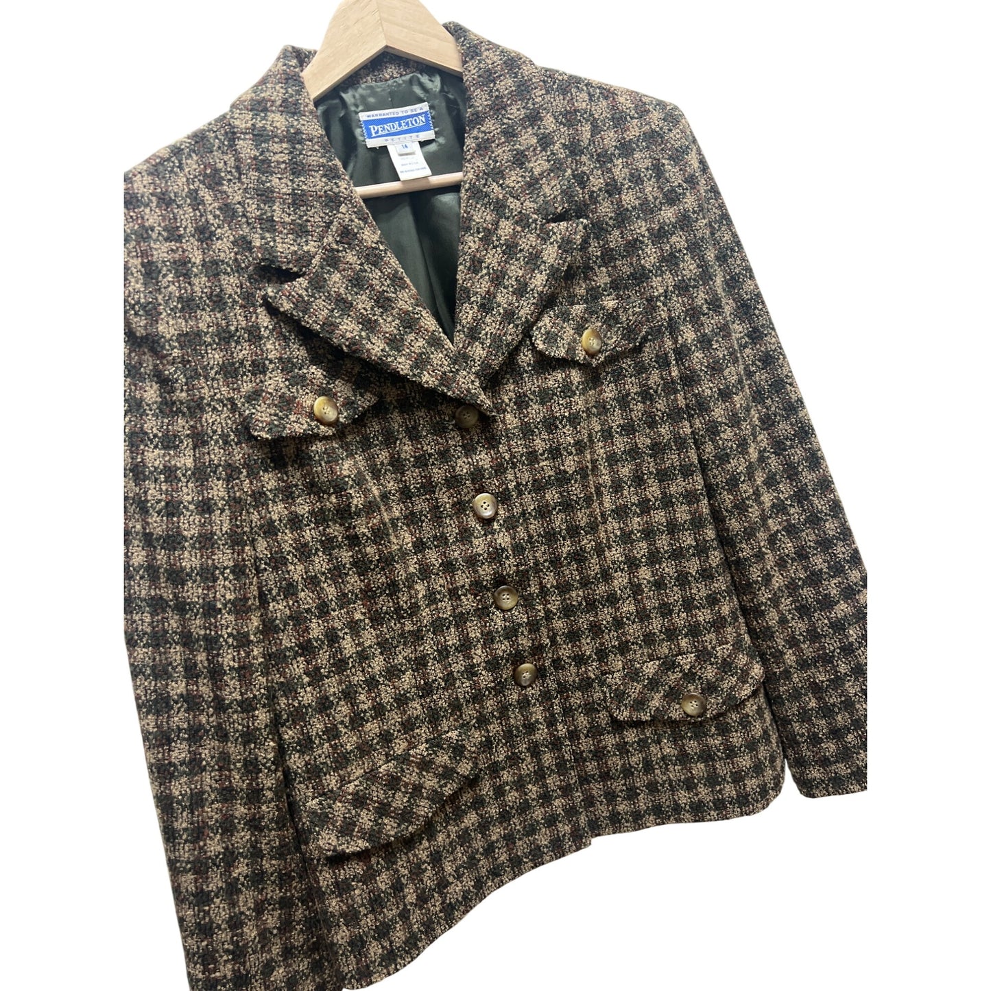 Pendleton Vintage 90's Brown Wool Plaid Blazer Jacket