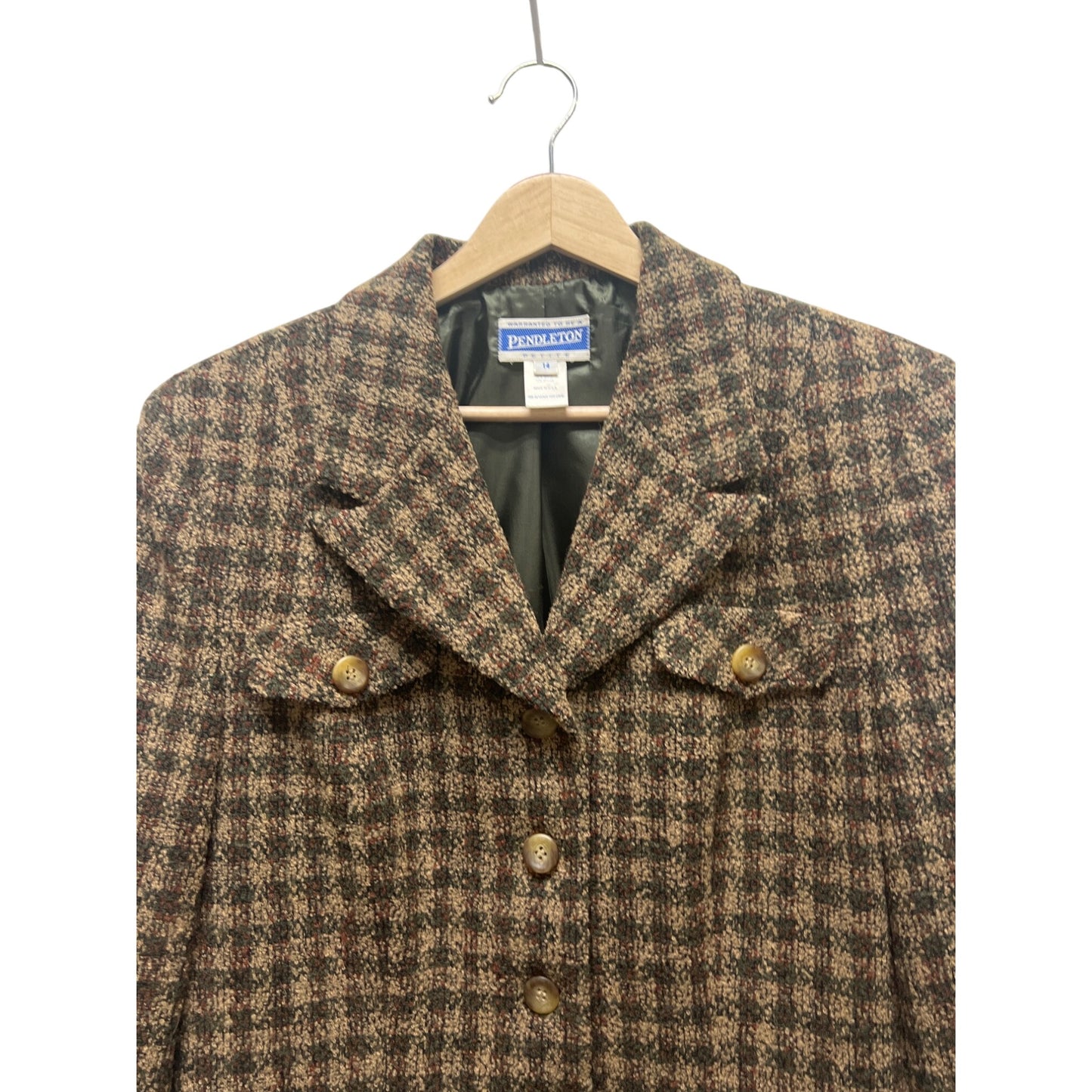 Pendleton Vintage 90's Brown Wool Plaid Blazer Jacket