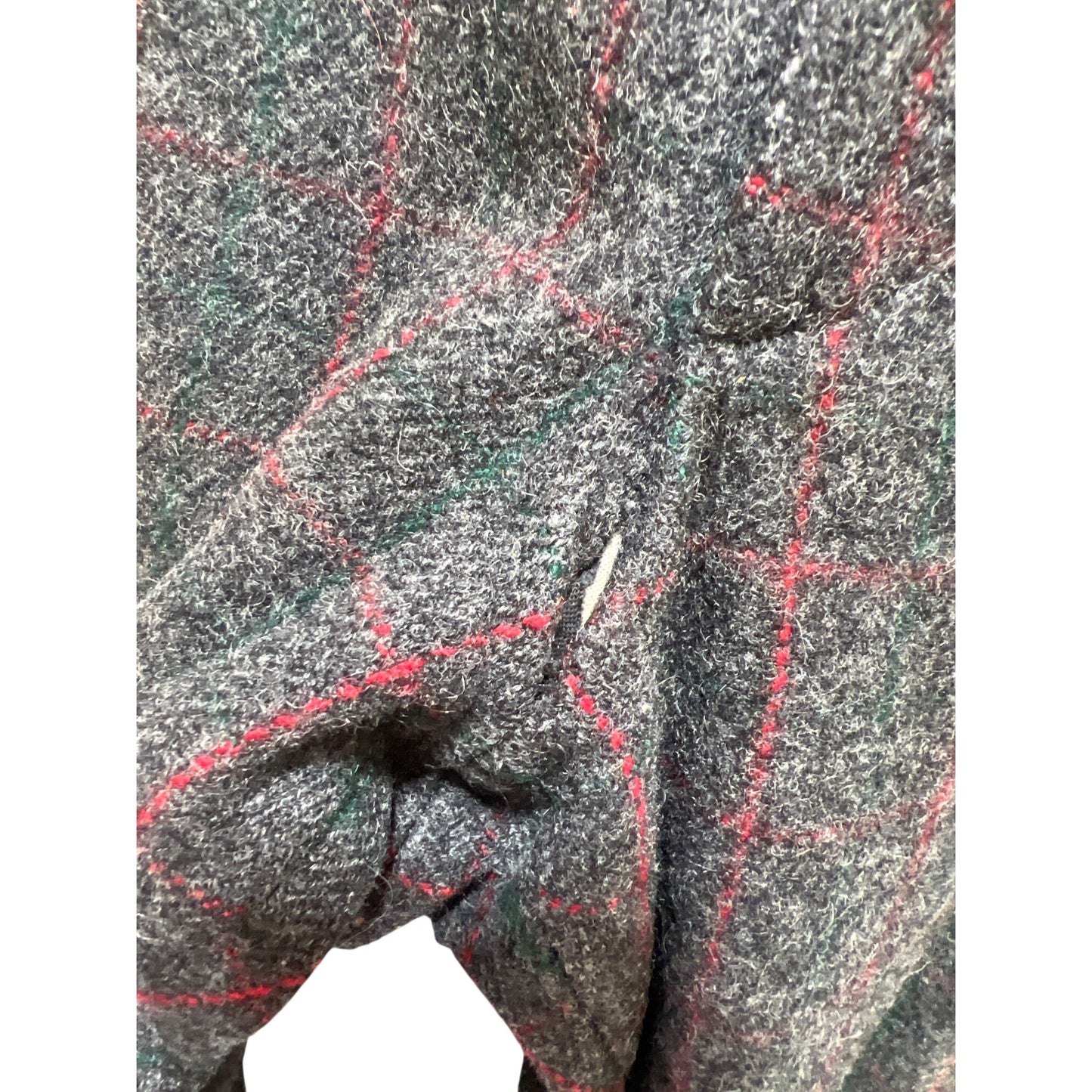 Woolrich Vintage 90's Gray Wool Blend Plaid Field Pants With Red & Green Check Pattern Suspender Buttons And Rear Flap Pockets