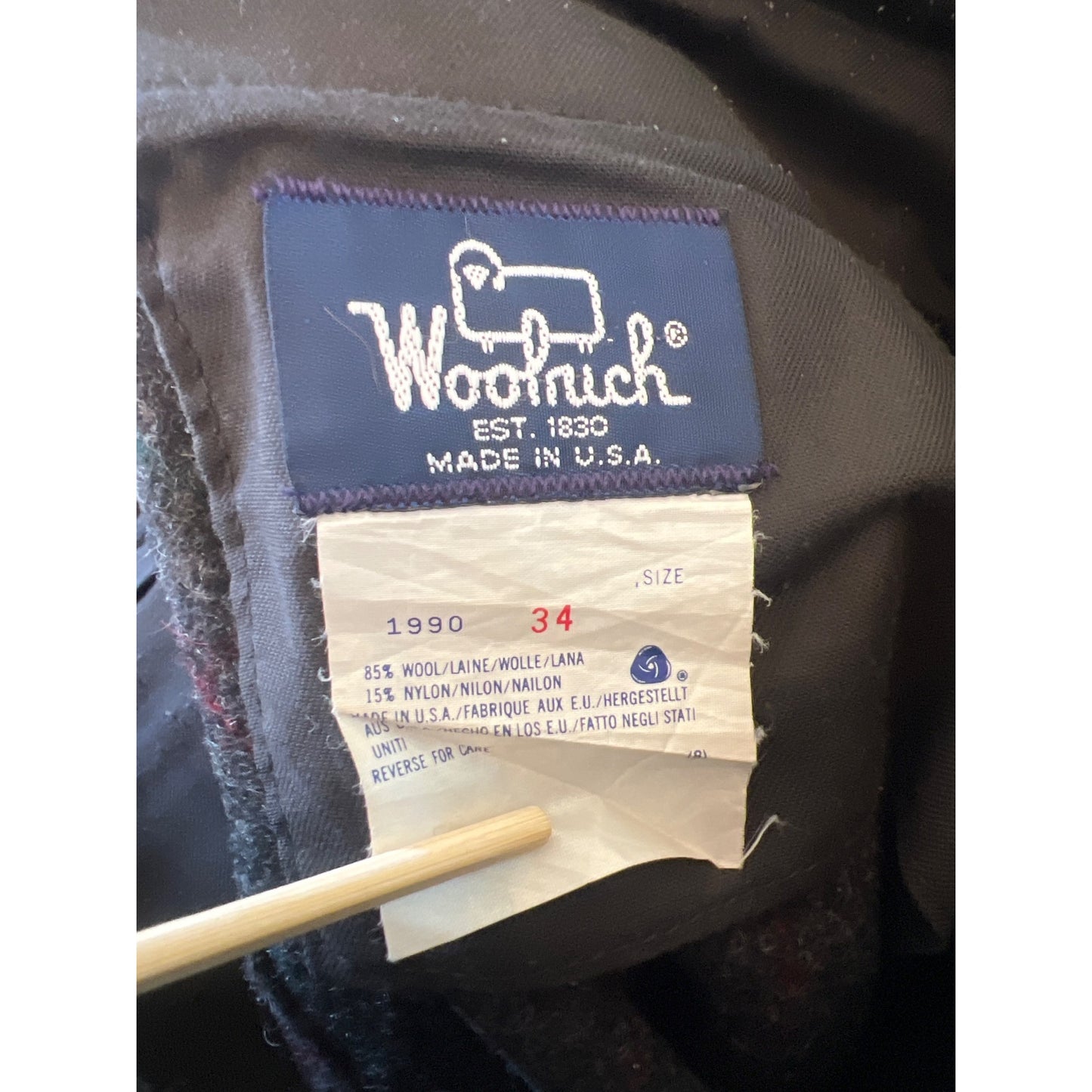 Woolrich Vintage 90's Gray Wool Blend Plaid Field Pants With Red & Green Check Pattern Suspender Buttons And Rear Flap Pockets