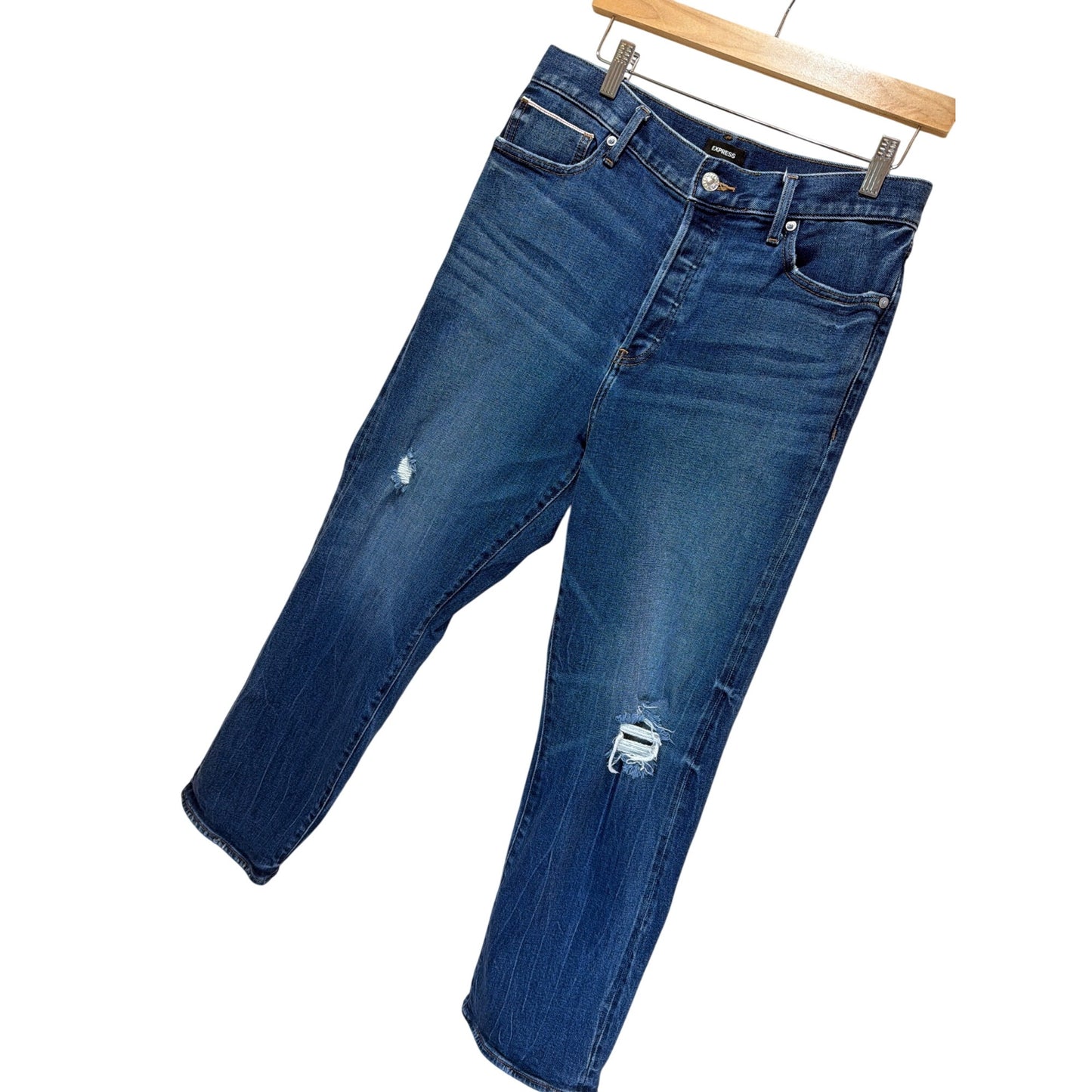 Express Straight Ankle High Rise Blue Denim Jeans Size 10R