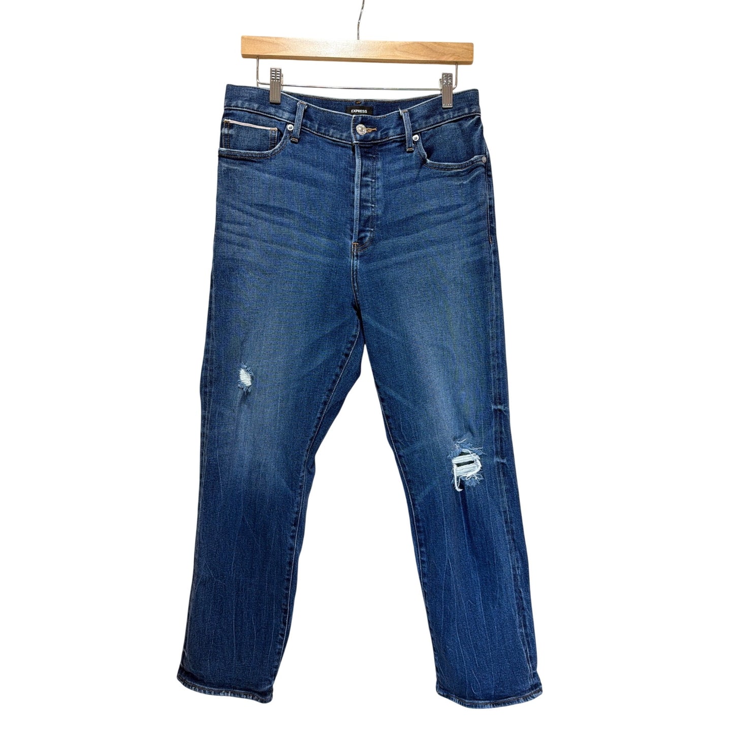 Express Straight Ankle High Rise Blue Denim Jeans Size 10R