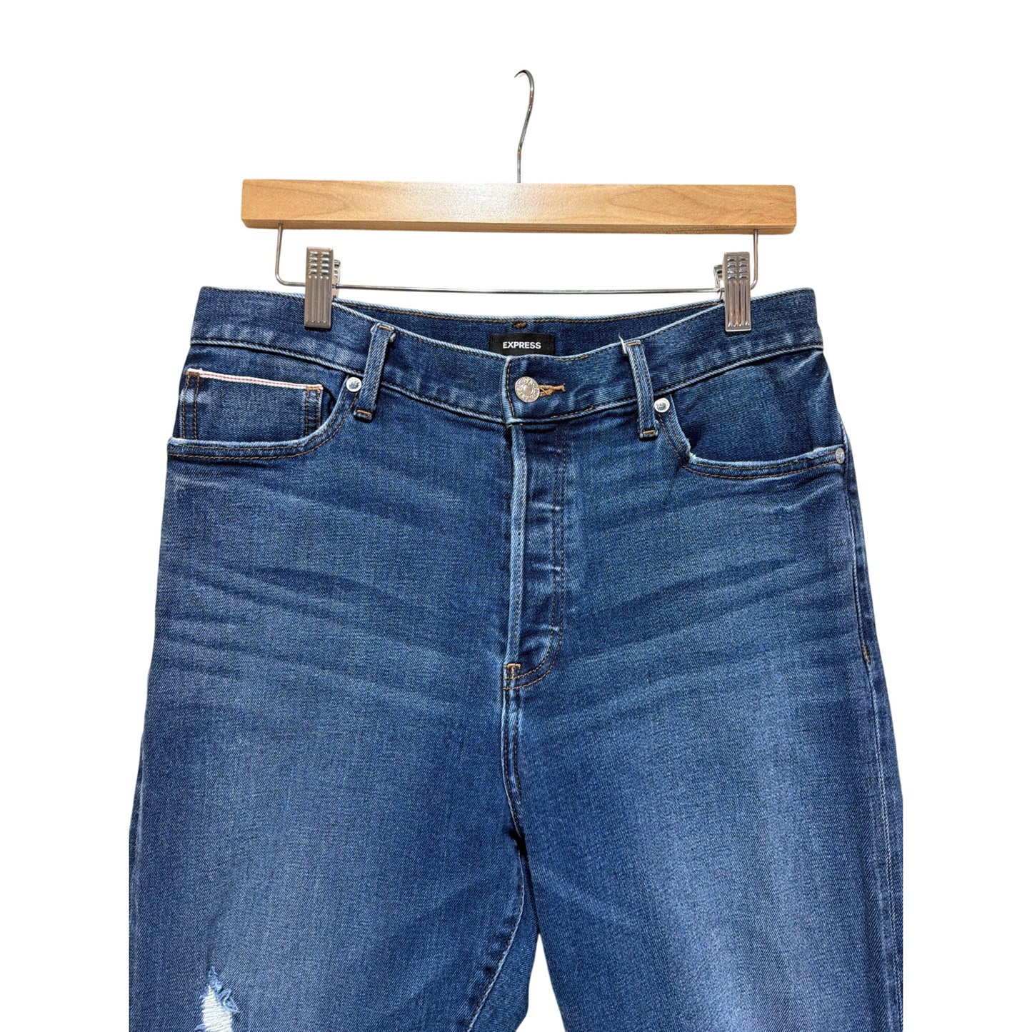 Express Straight Ankle High Rise Blue Denim Jeans Size 10R