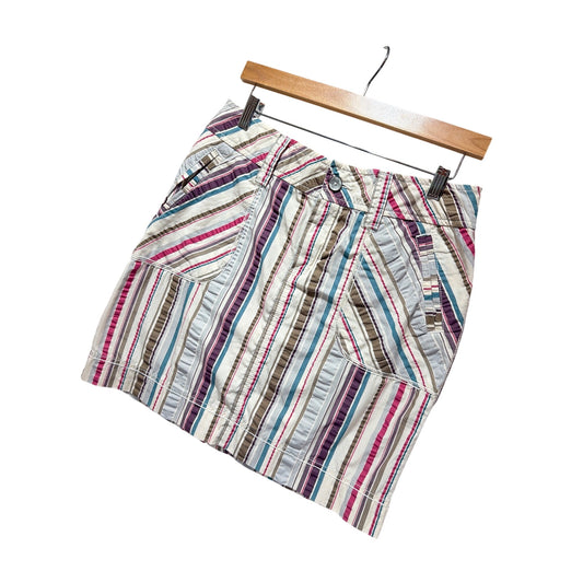 Eddie Bauer Vintage 90s Y2K Striped Utility Cargo Mini Skirt Vibrant Colors Womens Size 4