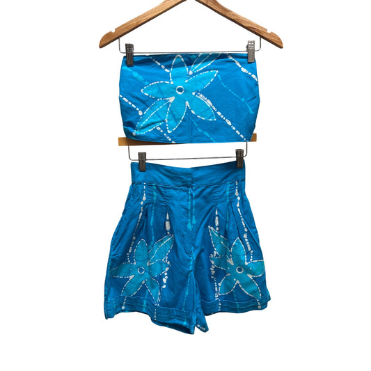 Jing Jok Vintage 80's Floral Tropical 3 Piece Short, Top and Bandeau Set