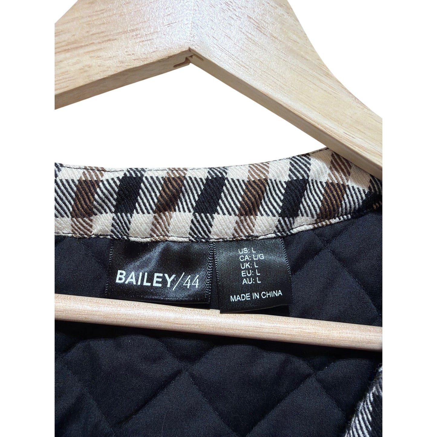 Plaid Quilted Bailey/44 Vest With Bow Details - Womens Large - Brown & Black