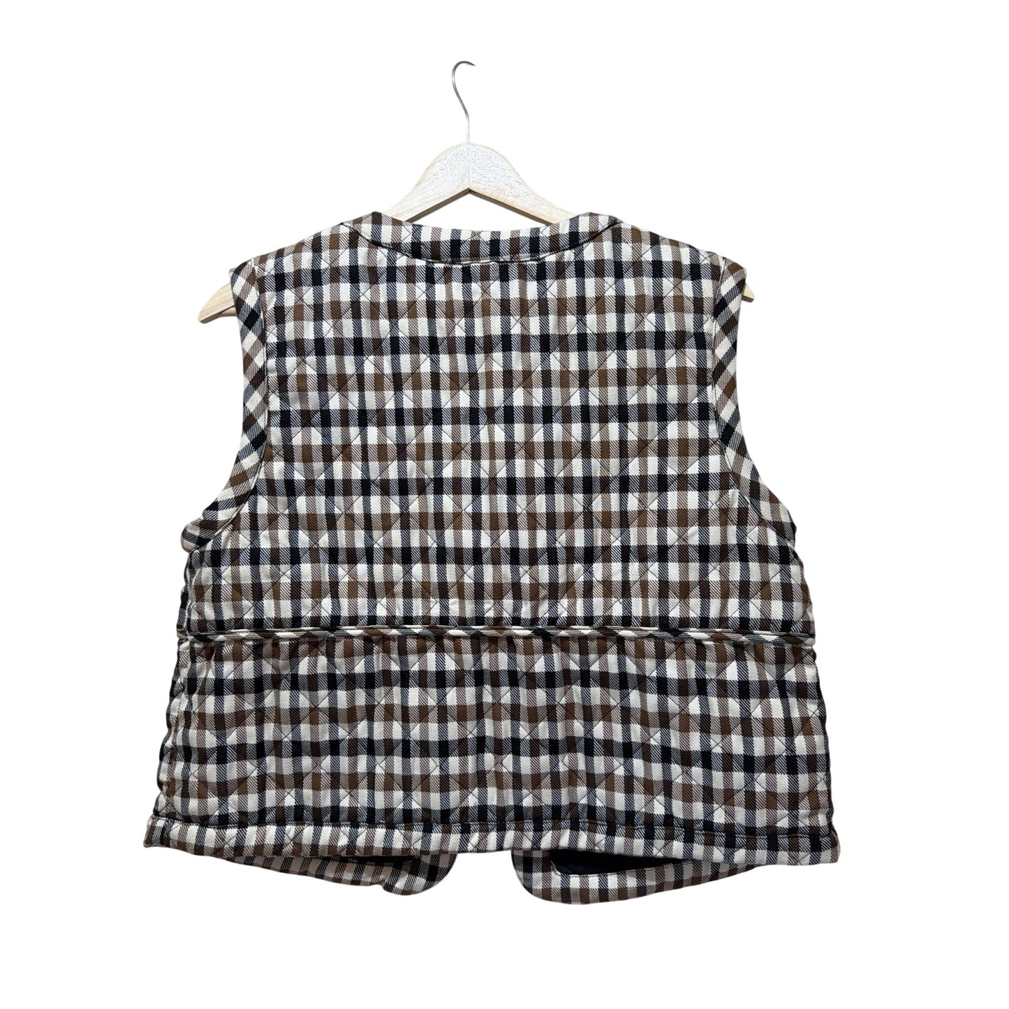Plaid Quilted Bailey/44 Vest With Bow Details - Womens Large - Brown & Black