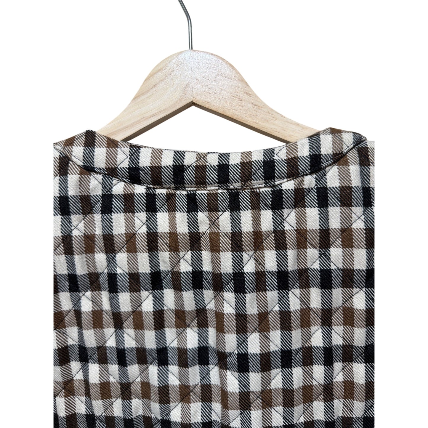 Plaid Quilted Bailey/44 Vest With Bow Details - Womens Large - Brown & Black