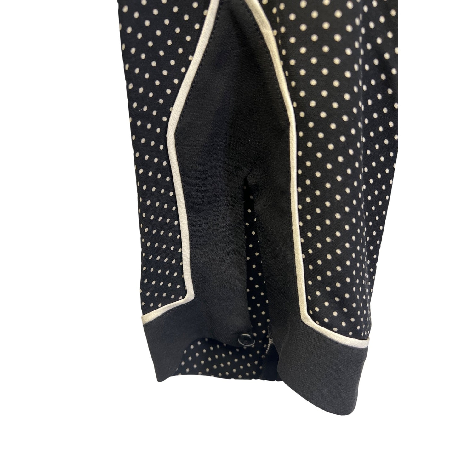 Ann Klein Black with White Polka Dot Silk V-Neck Blouse