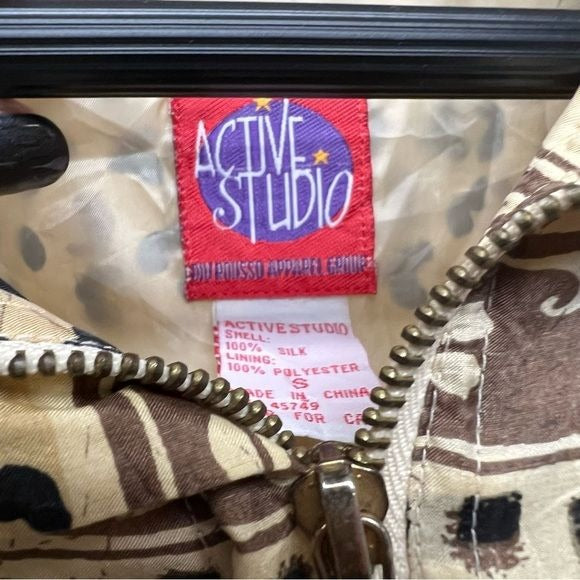 Active Studio Vintage 80’s Silk Leopard Track Jacket