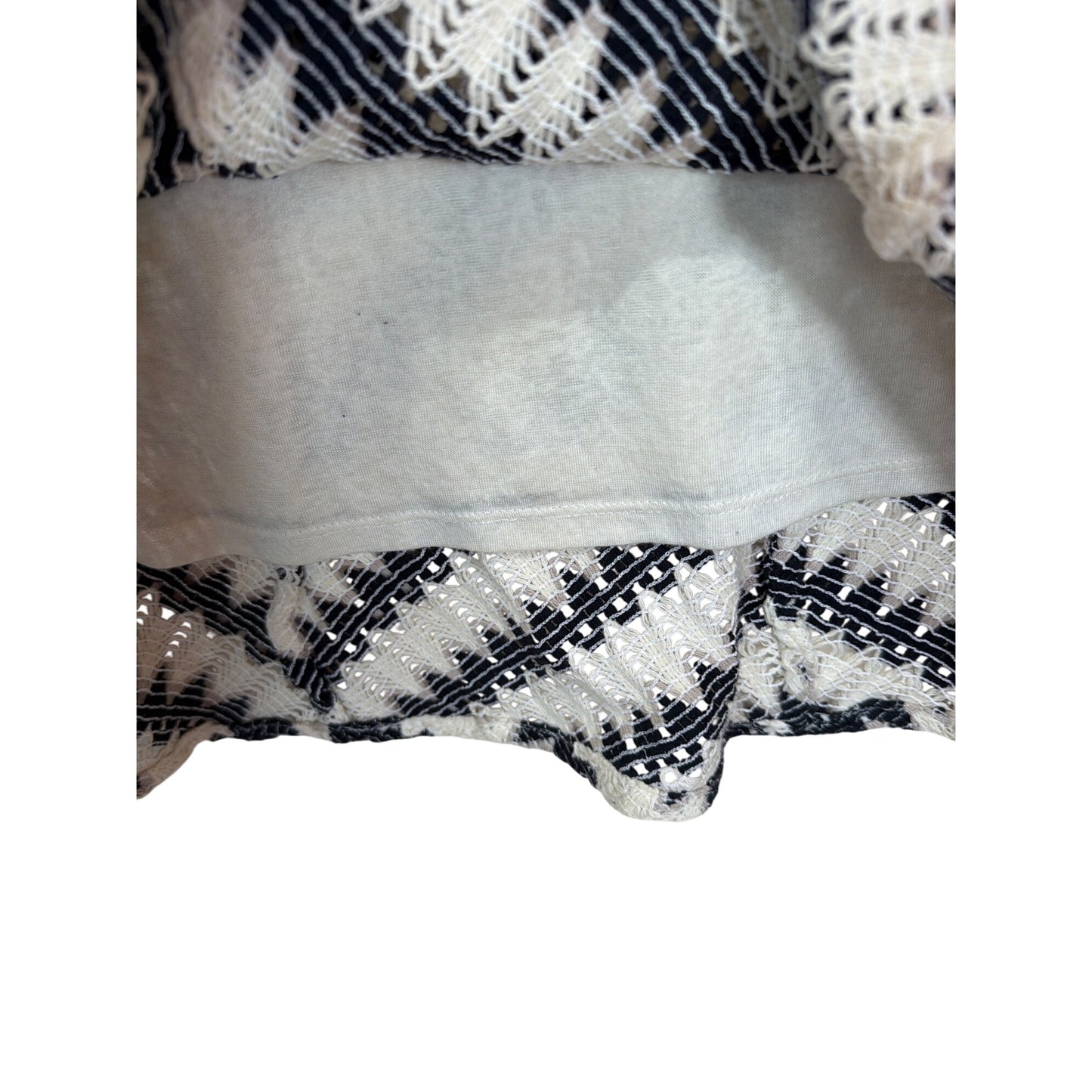 Calypso St. Barth Black & White Chevron Crochet Knit Maxi Skirt With Tassel Tie Waist Size S