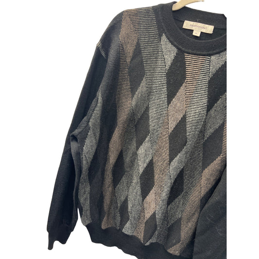 Pronto Uomo Vintage Wool Blend Black Argyle Diamond Grandpa Sweater