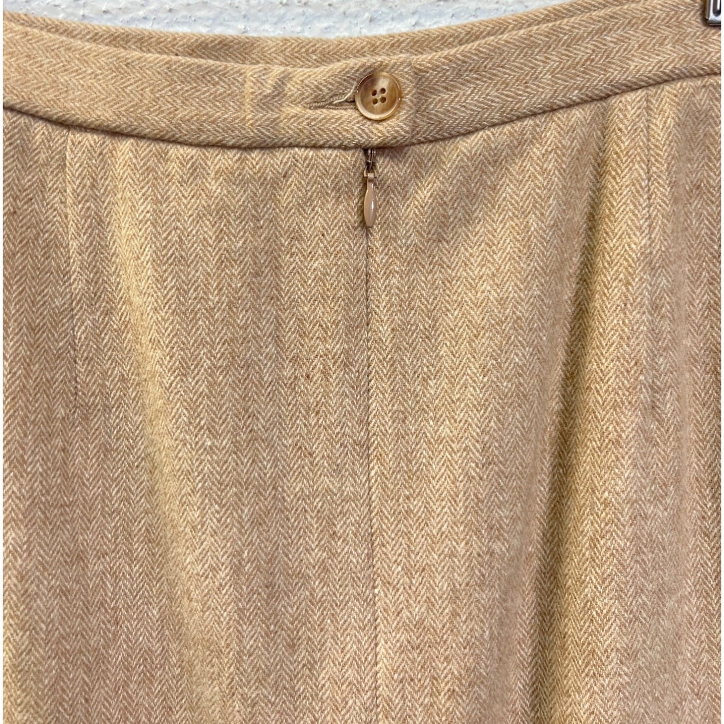 Pendleton Vintage 90's Tan Herringbone Wool Midi Pencil Skirt