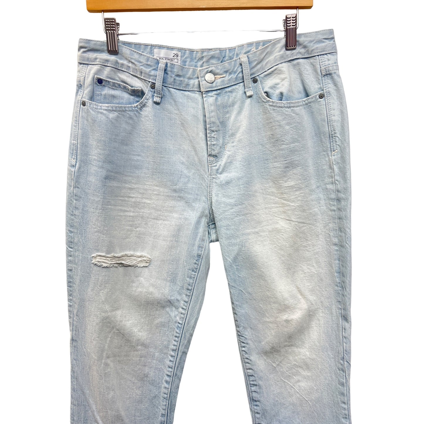 Gap Real Straight Light Wash Distressed Denim Jeans Sz 8
