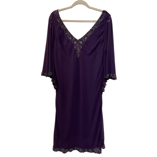 JKara Purple Chiffon and Sequin Embellished Special Occasion Gown