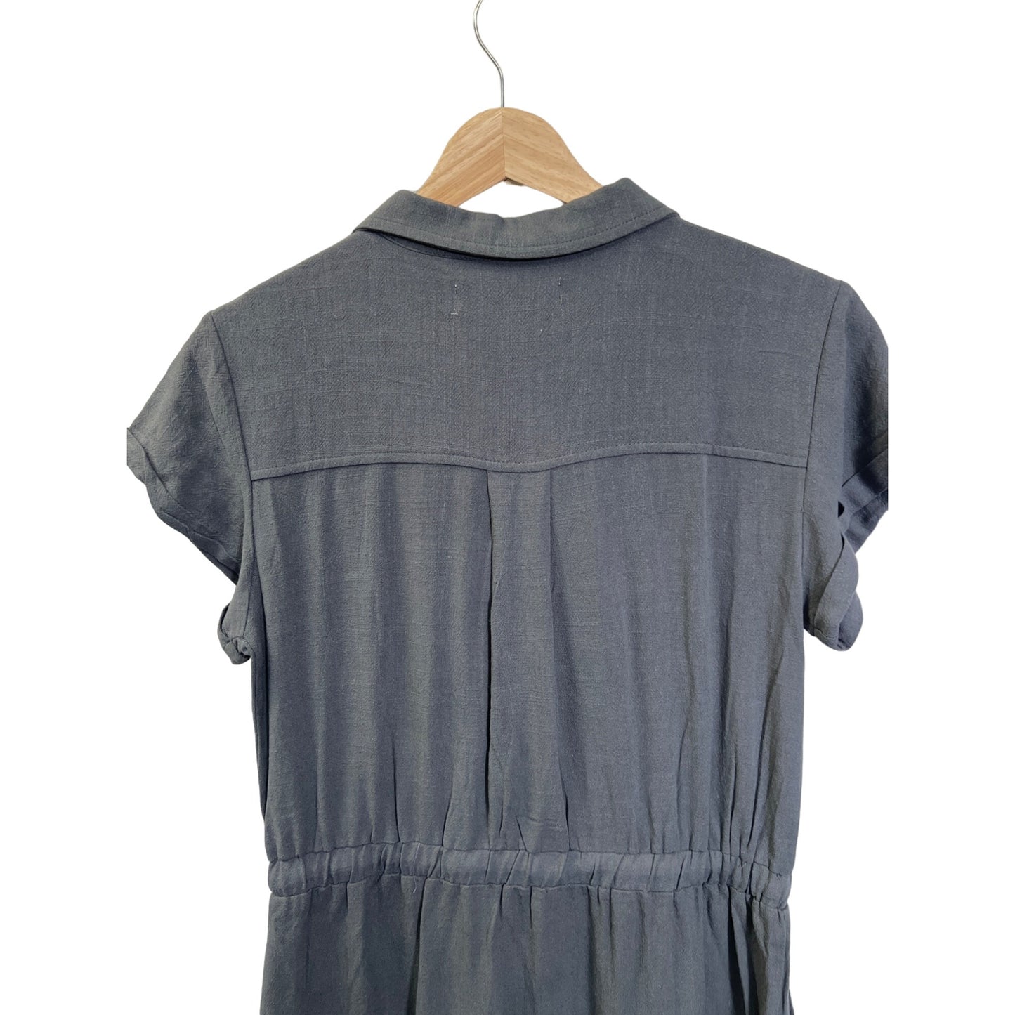 Thread & Supply Gray Linen Short Sleeve Shirt Dress