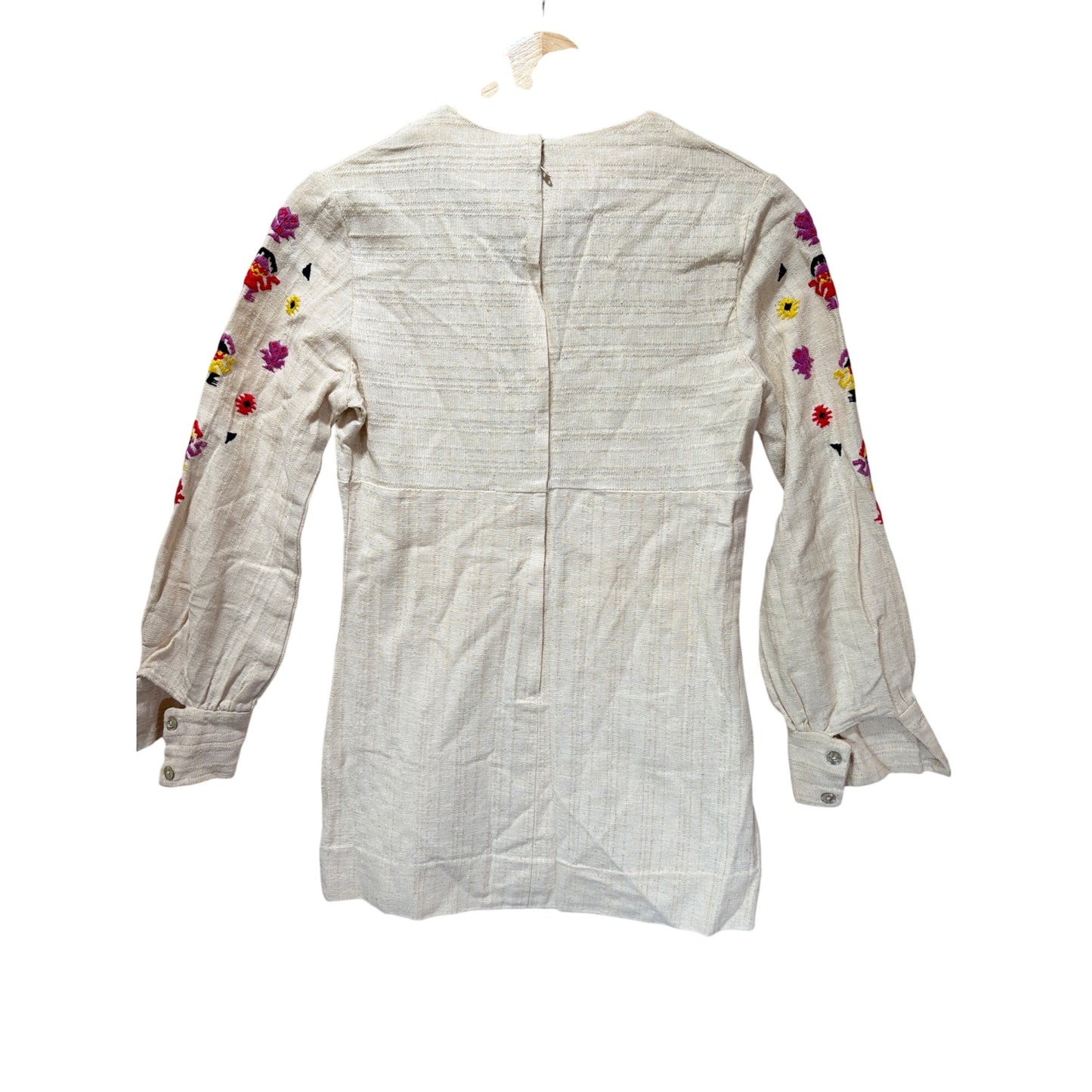 Benson & Partners Rare Vintage 60's 70's Natural Woven Aztec Embroidered Tunic Shirt Blouse