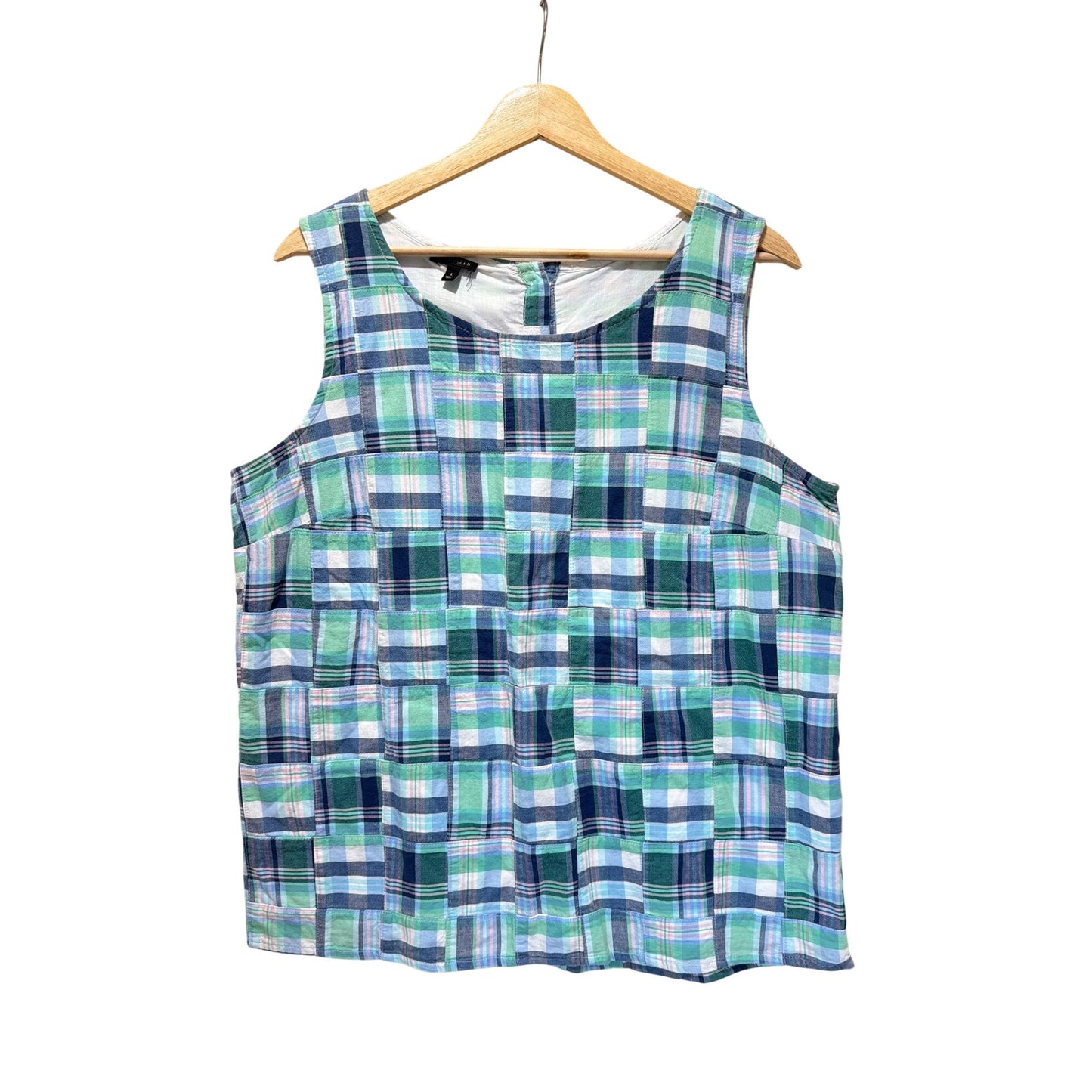 Talbots Multicolor Madras Plaid Sleeveless Cotton Blend Top Womens Size Large