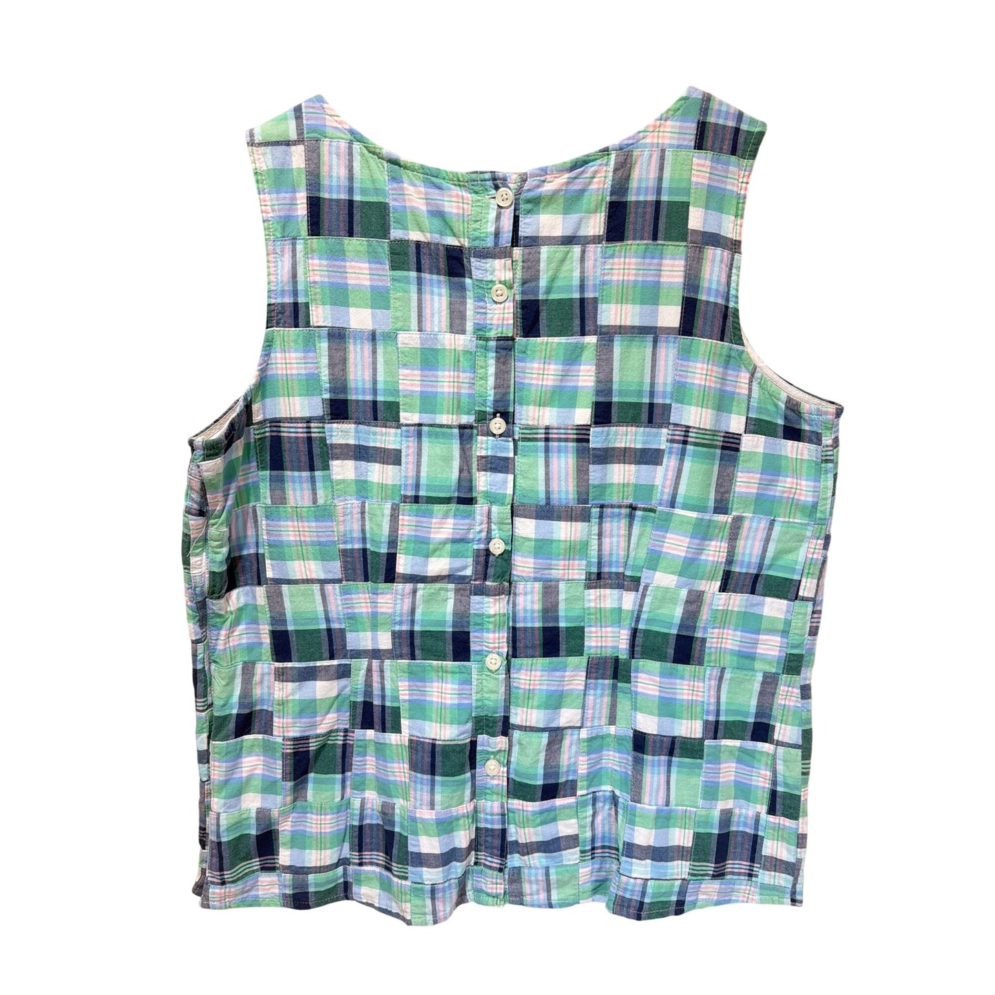 Talbots Multicolor Madras Plaid Sleeveless Cotton Blend Top Womens Size Large
