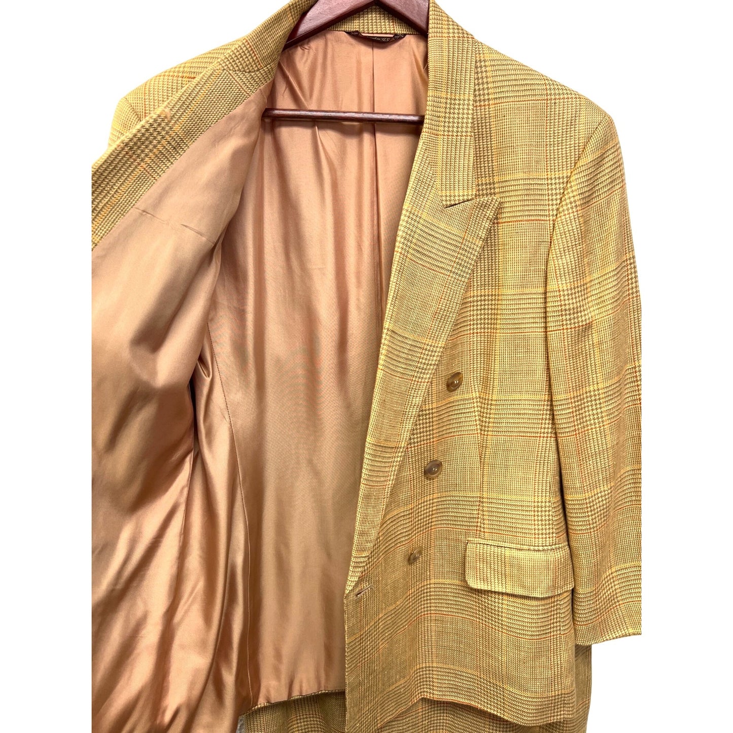 Cricketeer Collectionelle Vintage Yellow Glencheck Plaid Blazer & Skirt Set