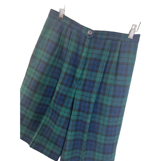 Pendleton Vintage Blue Green Tartan Plaid Wool Shorts