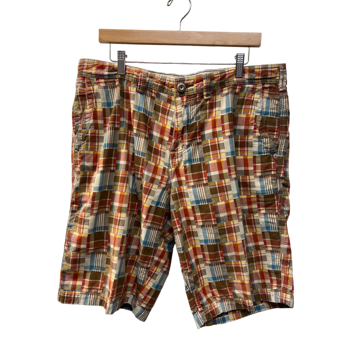 Tommy Bahama Brown Plaid Patchwork Madras Print Board Shorts