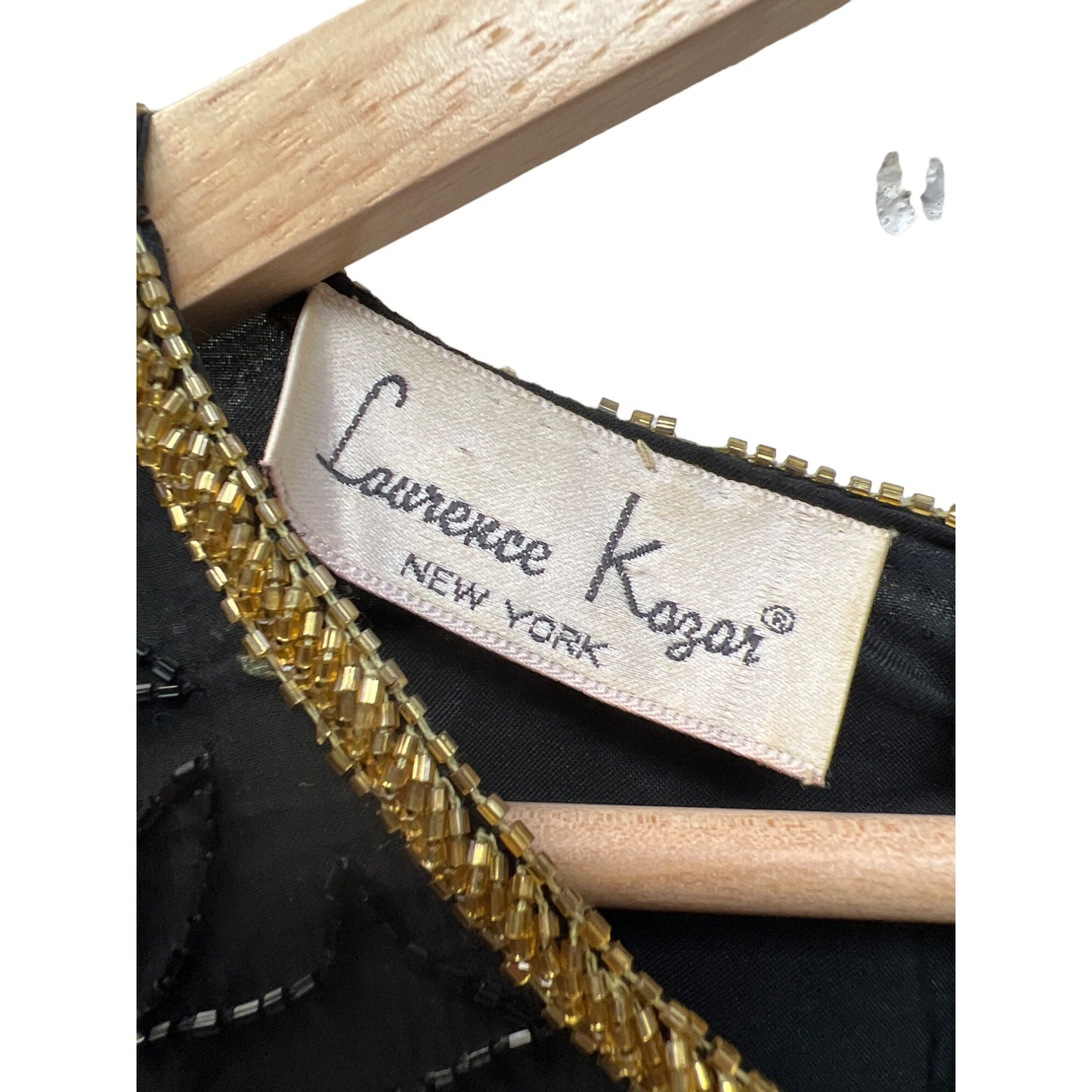 Laurence Kazar Vintage 80's Silk Beaded Black and Gold Dress