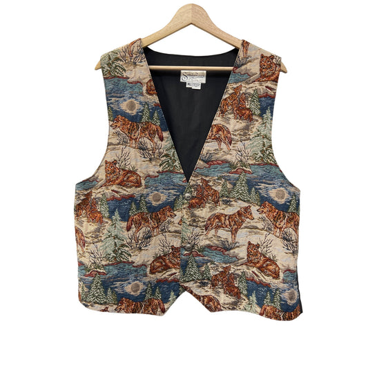 Sandewear Vintage Wolf Wildlife Tapestry Vest