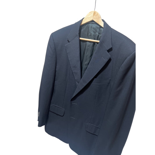 Corneliani Mens Navy Blazer Virgin Wool Extrafine Merinos Super 100s Made In Italy Size 42 Regular