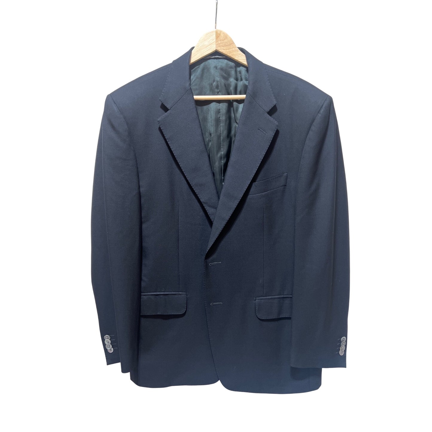 Corneliani Mens Navy Blazer Virgin Wool Extrafine Merinos Super 100s Made In Italy Size 42 Regular