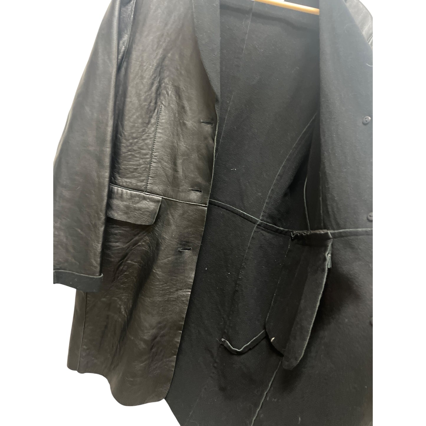 Express Vintage Y2K Long Black Leather Trench Coat