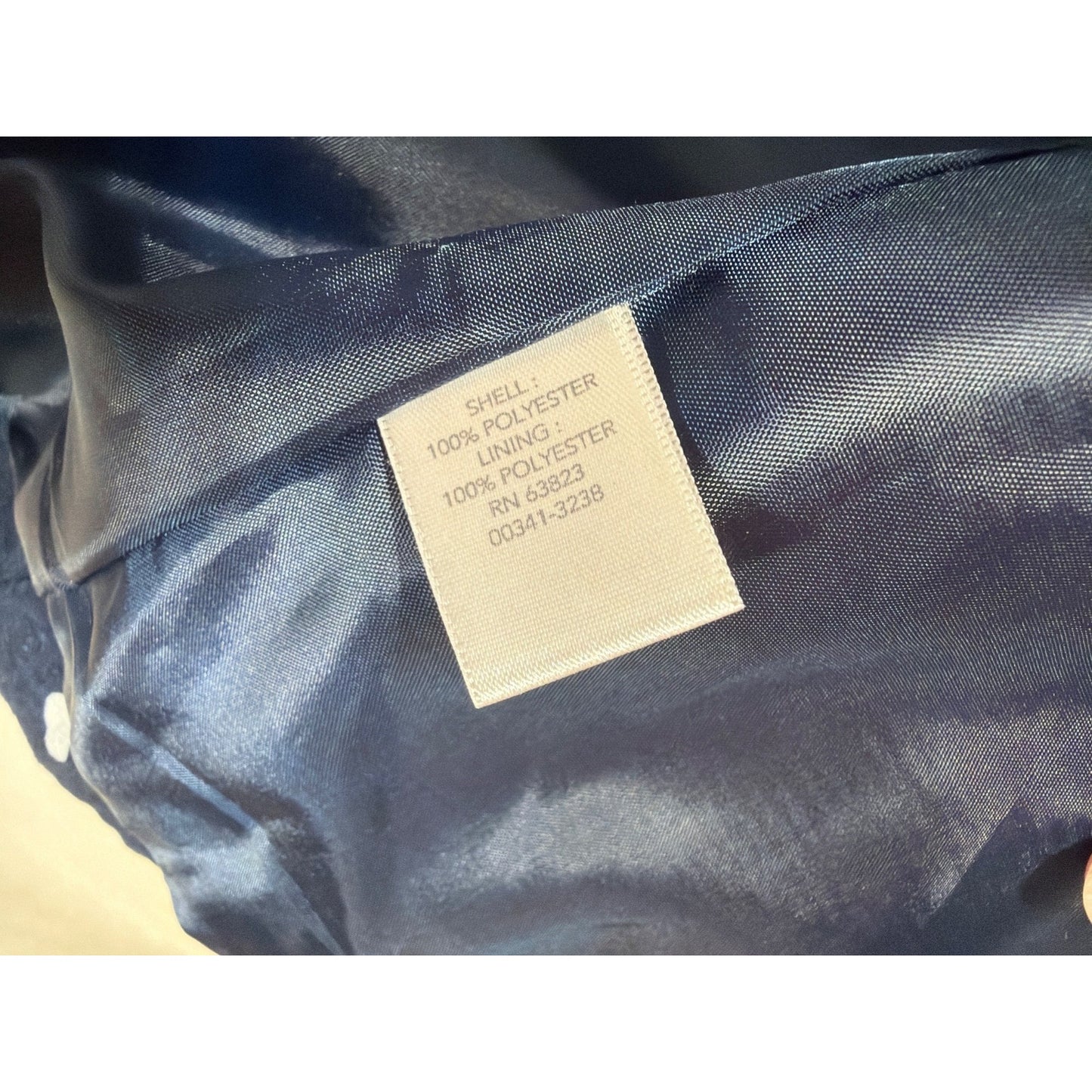 Christopher & Banks Petite Polka Dot Navy Blue Jacket With Ruched Sleeves
