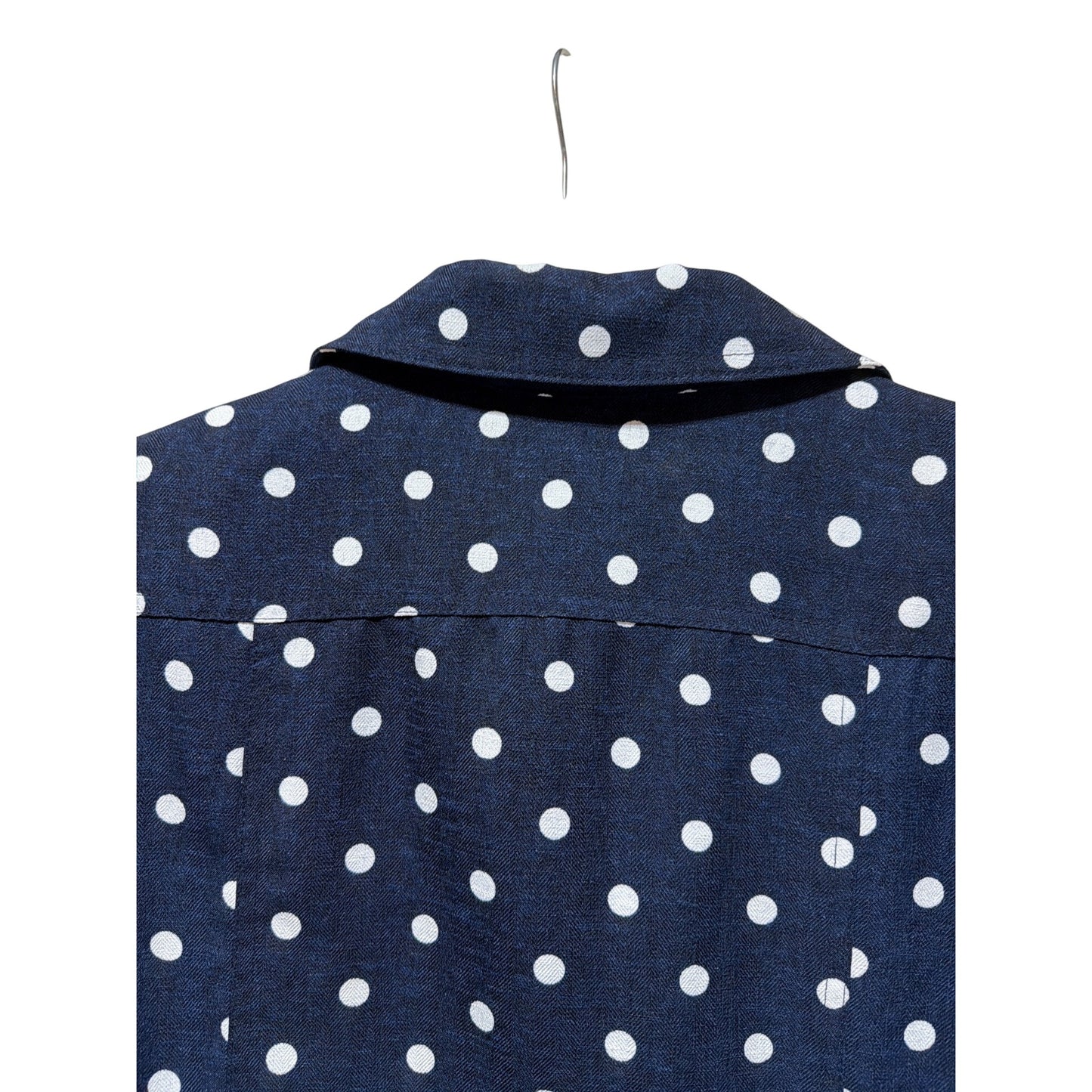 Christopher & Banks Petite Polka Dot Navy Blue Jacket With Ruched Sleeves