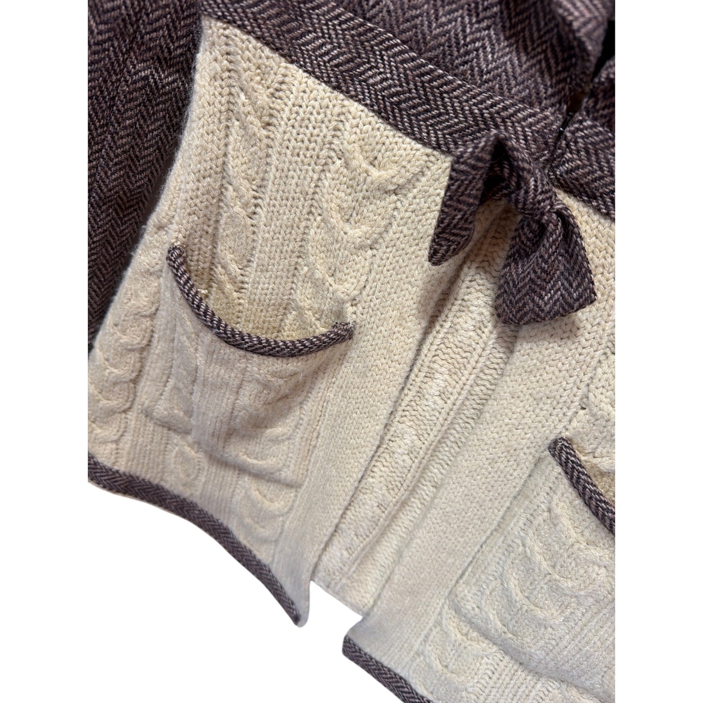 Boston Proper Vintage Hybrid Herringbone Tweed & Cable Knit Blazer Jacket