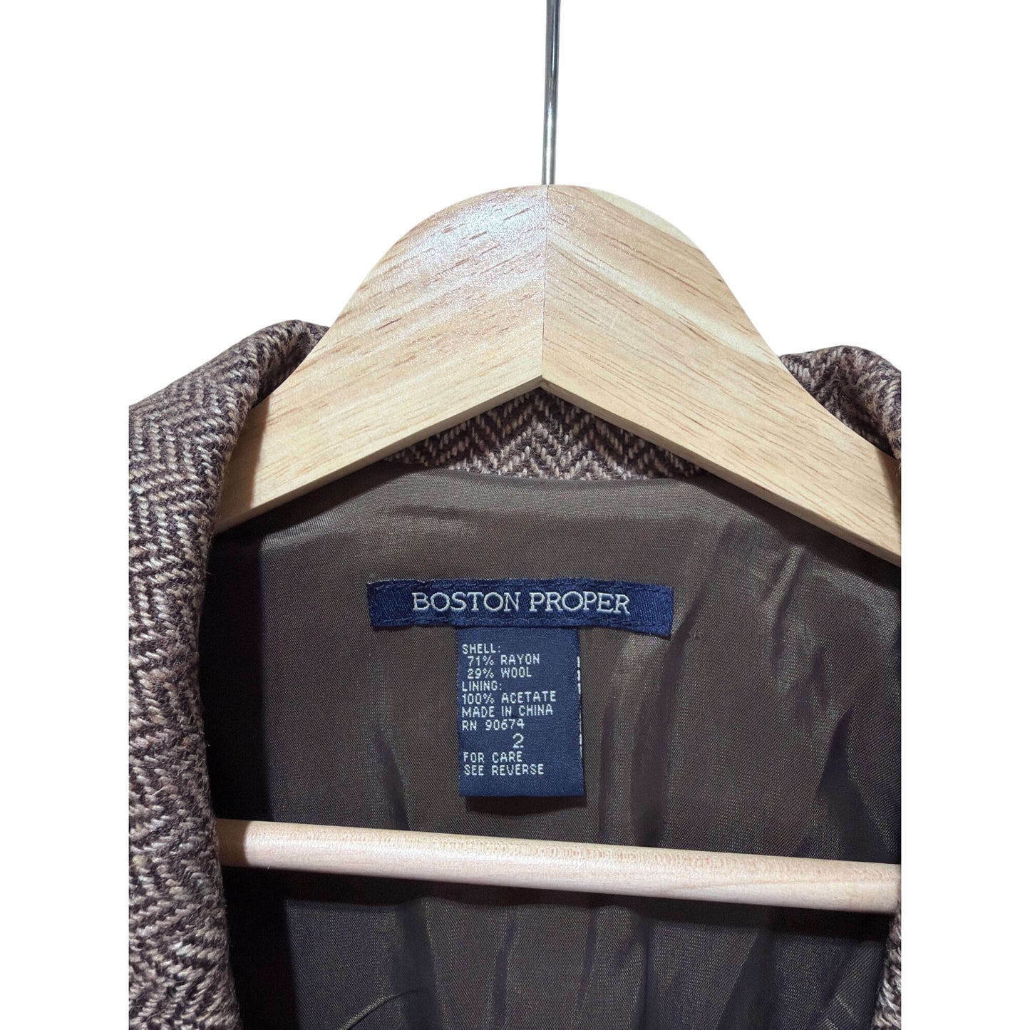 Boston Proper Vintage Hybrid Herringbone Tweed & Cable Knit Blazer Jacket