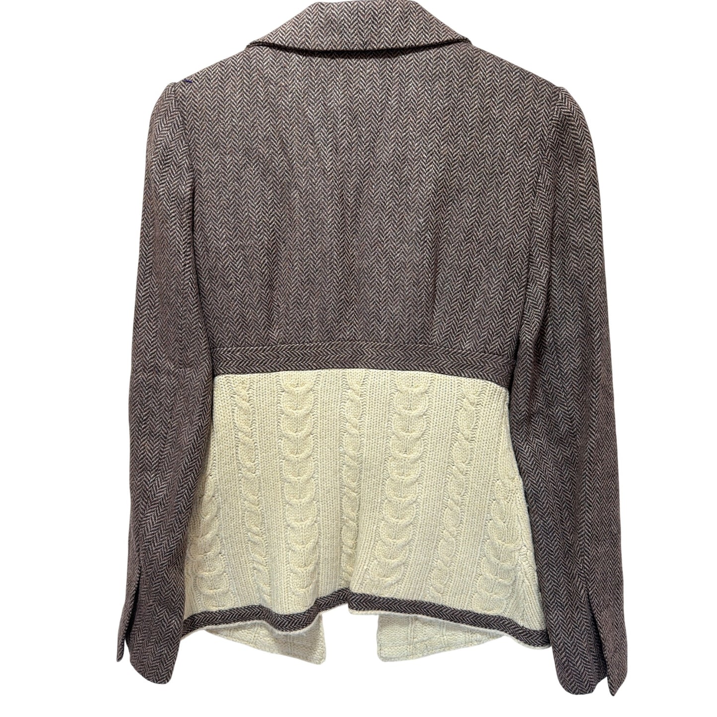 Boston Proper Vintage Hybrid Herringbone Tweed & Cable Knit Blazer Jacket