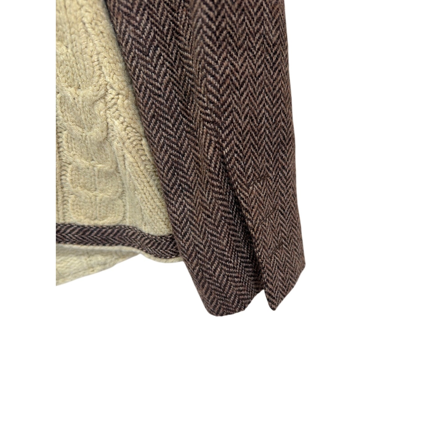 Boston Proper Vintage Hybrid Herringbone Tweed & Cable Knit Blazer Jacket