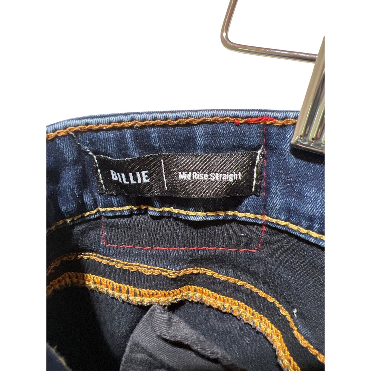 True Religion Womens Billie Mid Rise Straight Jeans With Iconic Stitching Denim Size 34