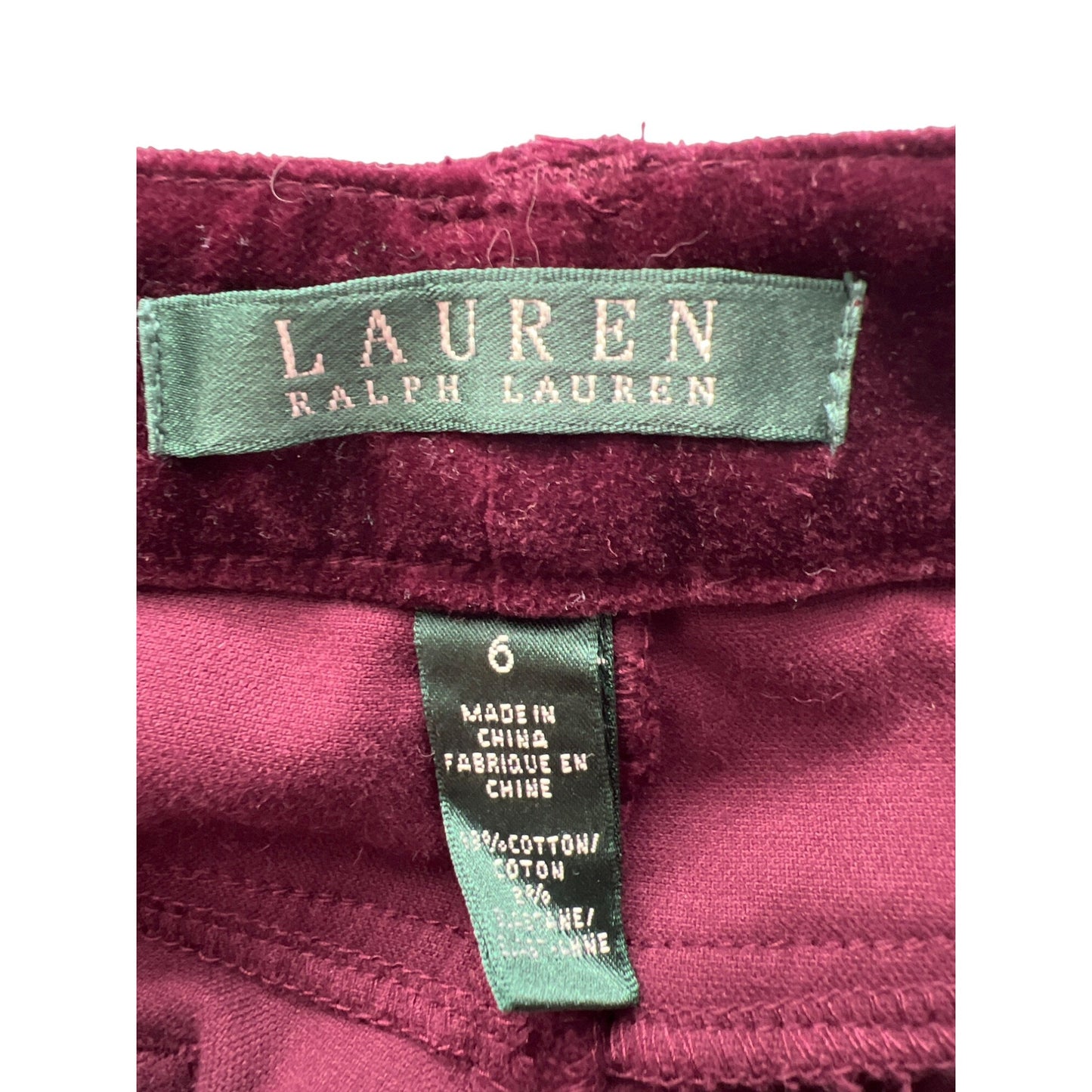 Lauren Ralph Lauren Burgandy Velvet Straight Leg Pants
