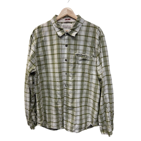 Gramicci Green and White Plaid Long Sleeve Button Down Shirt