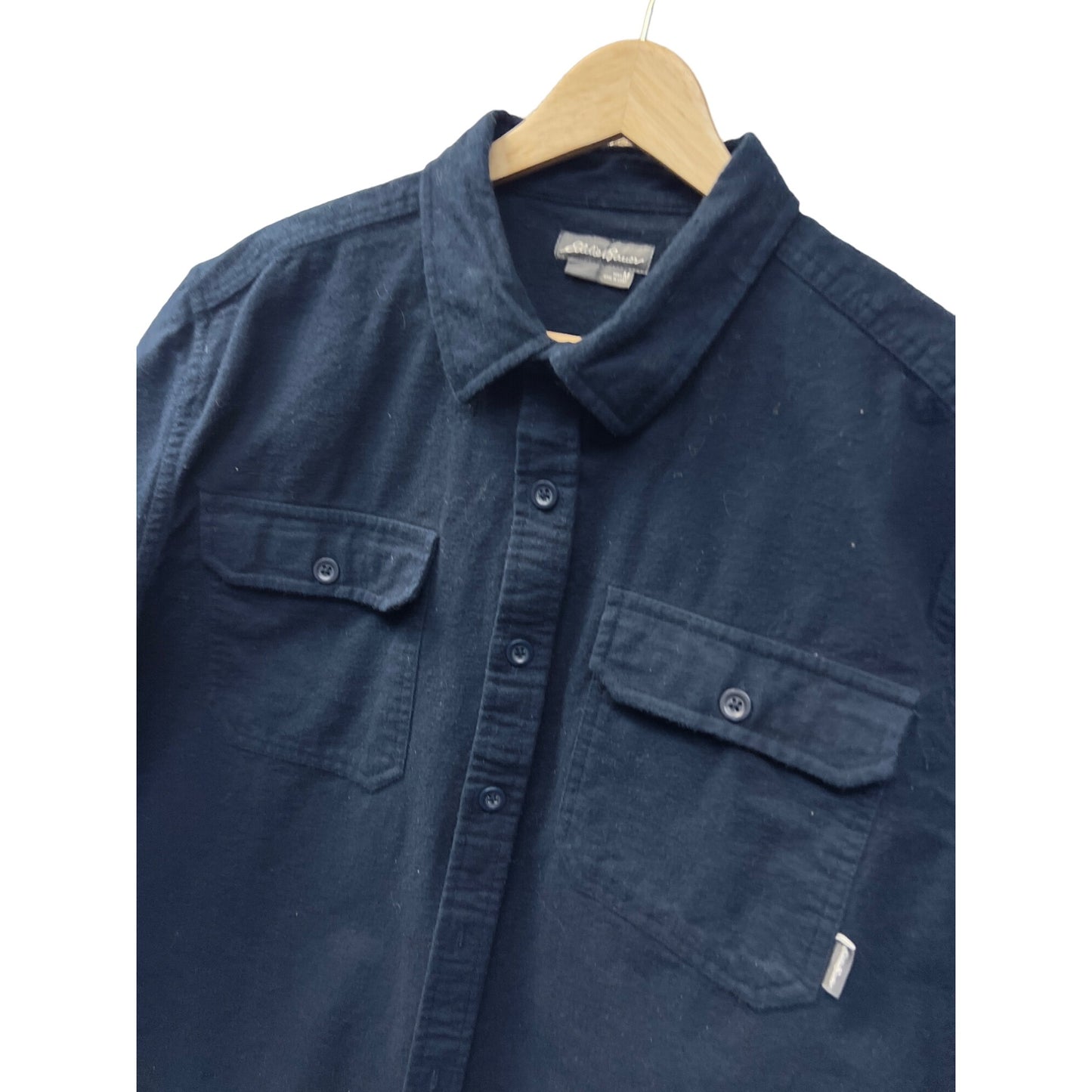 Eddie Bauer Navy Blue Heavy Cotton Flannel Button Down Shirt