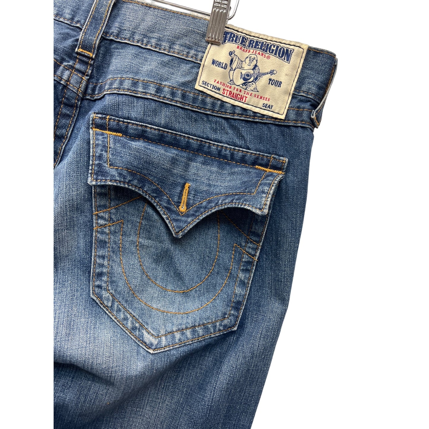 True Religion Straight Flap Pocket Medium Wash Jeans 38