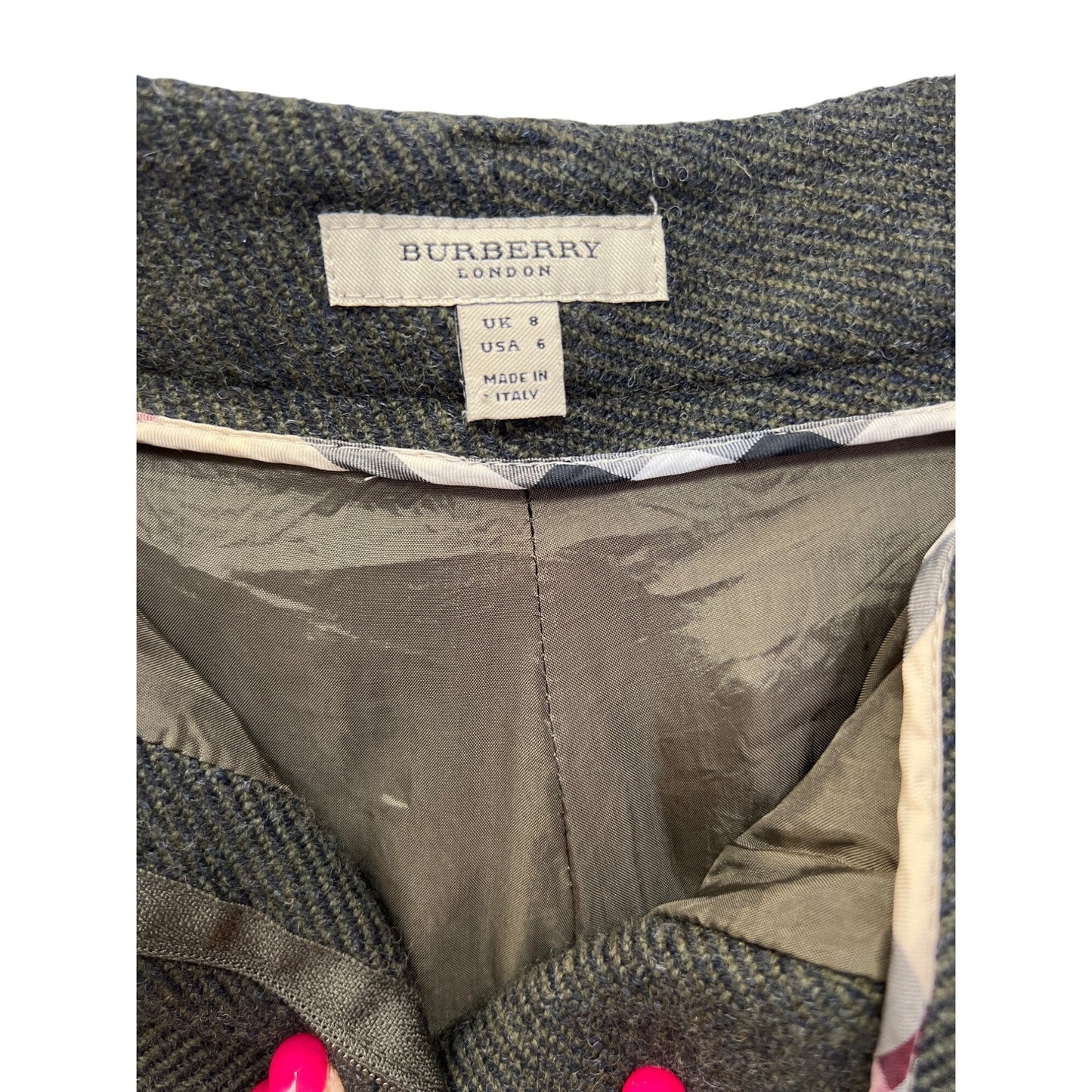 Burberry of London 100% Wool Olive Green Trousers