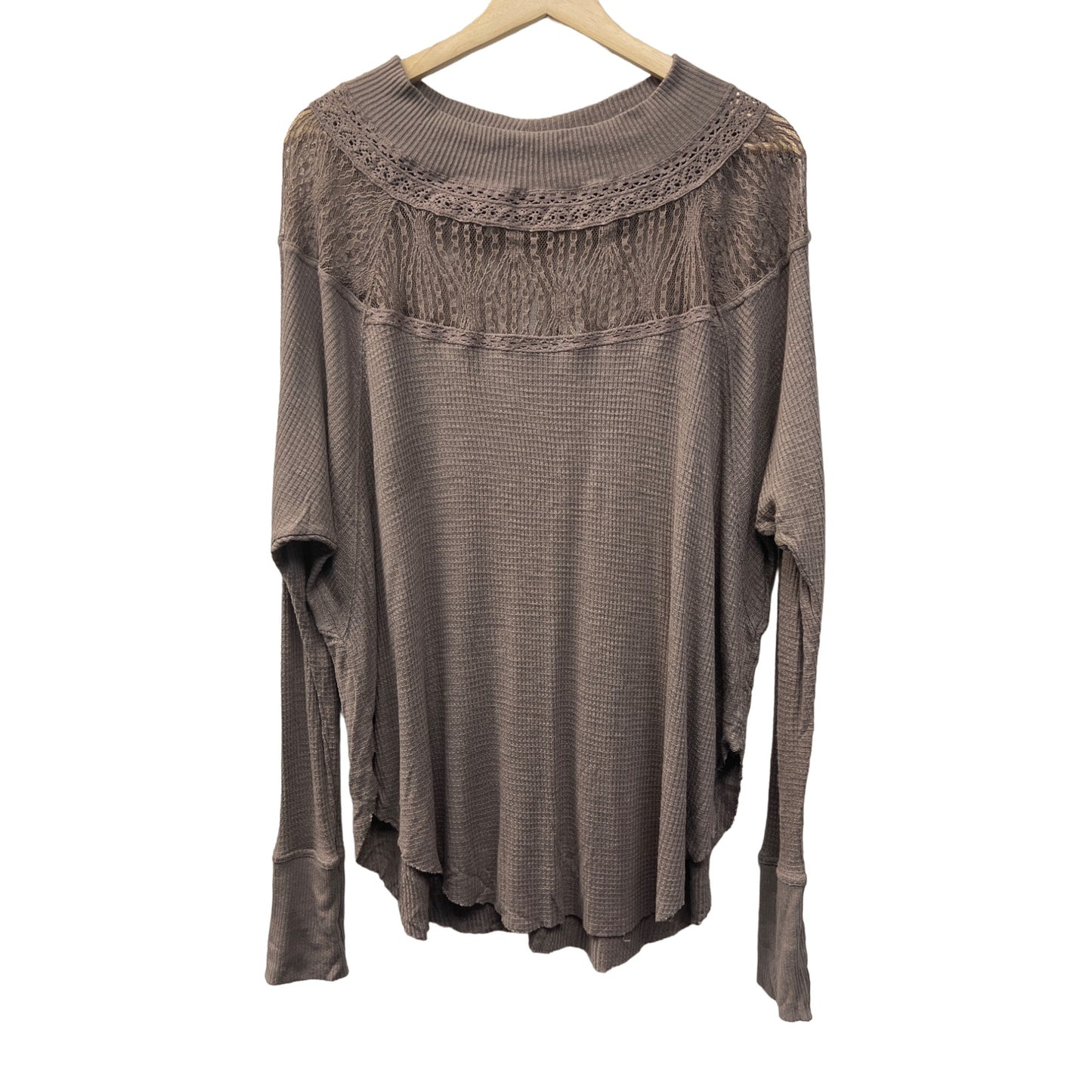 Free People Spring Valley Waffle Weave Oversized Crew Neck Top
