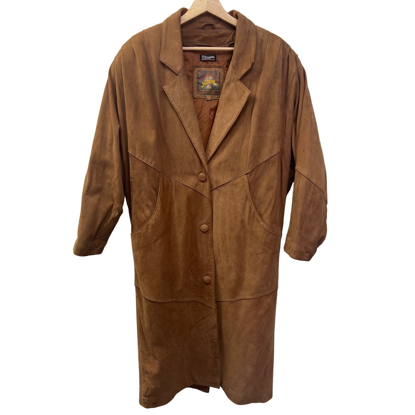 Adventure Bound Vintage 80's Brown Leather Trench Duster Coat