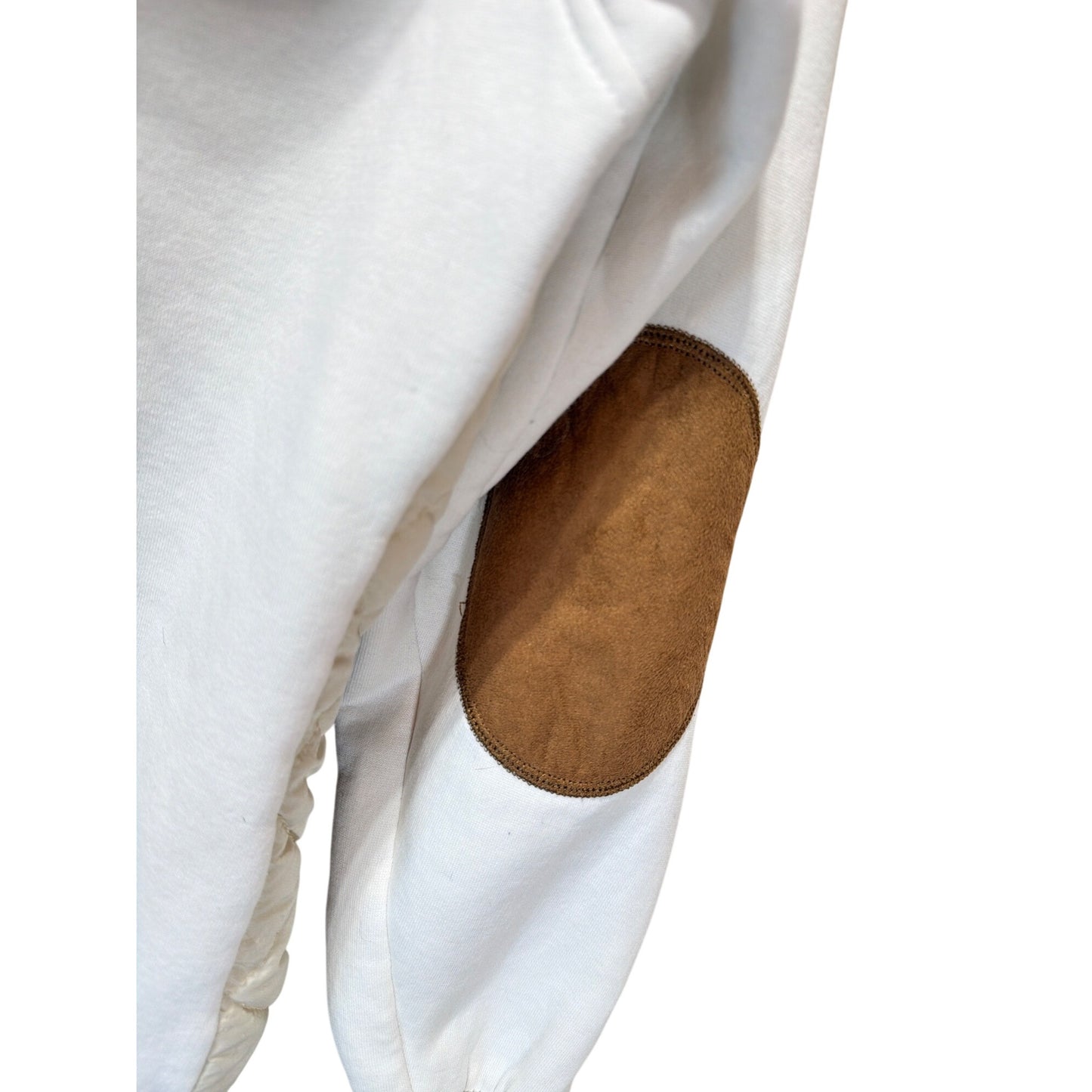 Henry Cooper Sportswear Vintage Y2K White Tan Sherpa Lined Hoodie Jacket With Quilted Panels