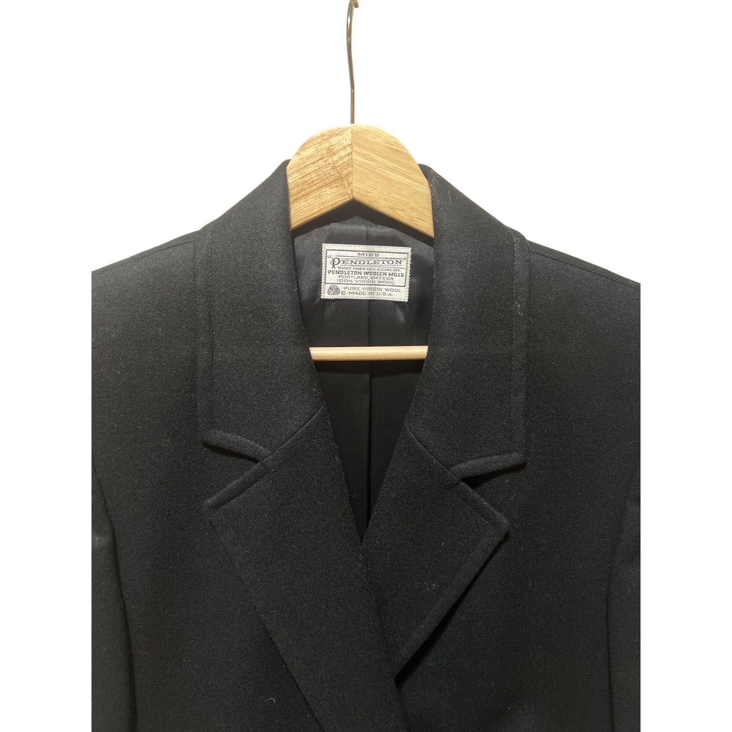 Miss Pendleton Black Wool Cropped Blazer Jacket Double-Breasted Women’s Size M USA Made